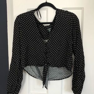 Black and white polka dot crop top